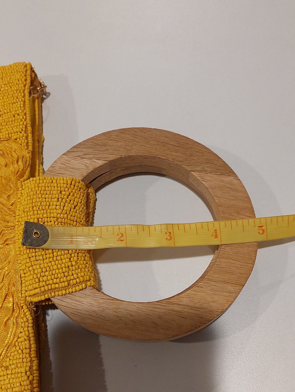Lulu's Stay Chic Yellow Beaded Wooden Circle Handle Bag - Picture 14 of 14